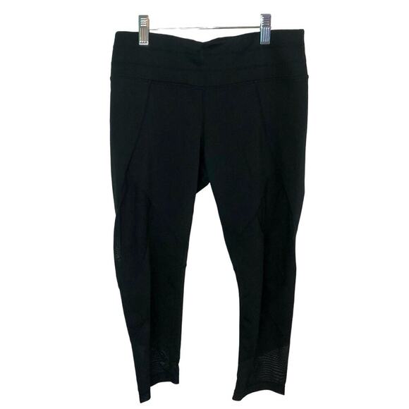 Athleta Size Small Sonar Capri Legging Solid Black Mesh Drawstring Crop Stretch - Picture 2 of 7